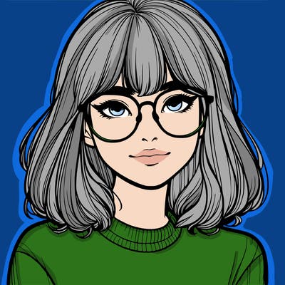 realistic young woman with bangs and glasses