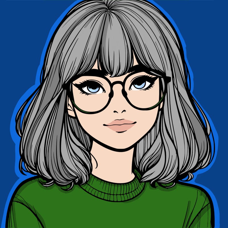 realistic young woman with bangs and glasses
