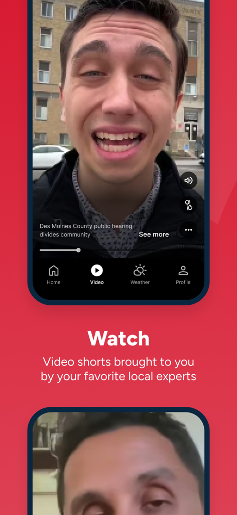 Screenshot of the WQAD News 8 app showing local news video shorts from experts