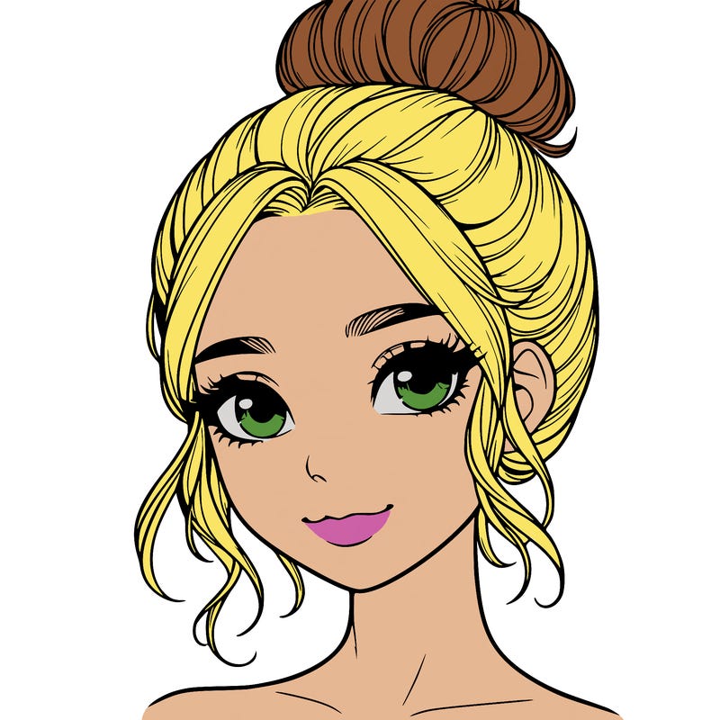 realistic pretty girl with hair in bun