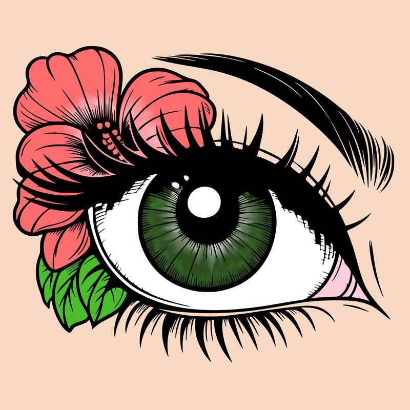 realistic eye with flower
