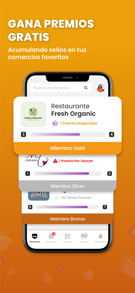 Bee Loyal Card - Digital loyalty card app showing reward progress for various local merchants
