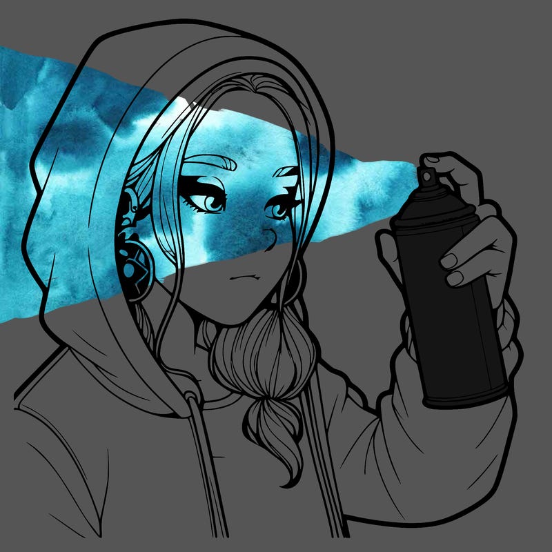 a realistic girl, spray painting