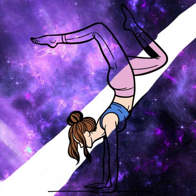 a woman doing a handstand