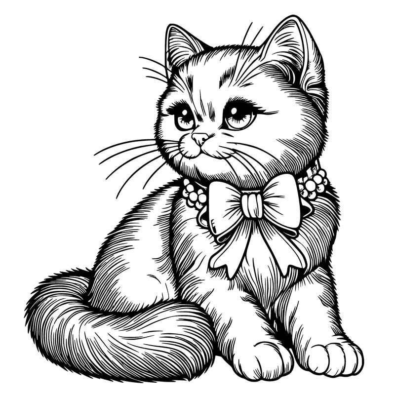 realistic cat with bow
