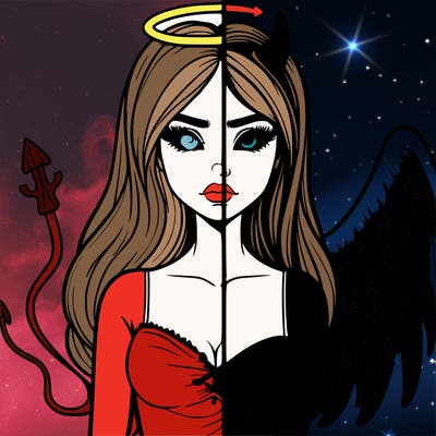 devil vs angel realistic girl