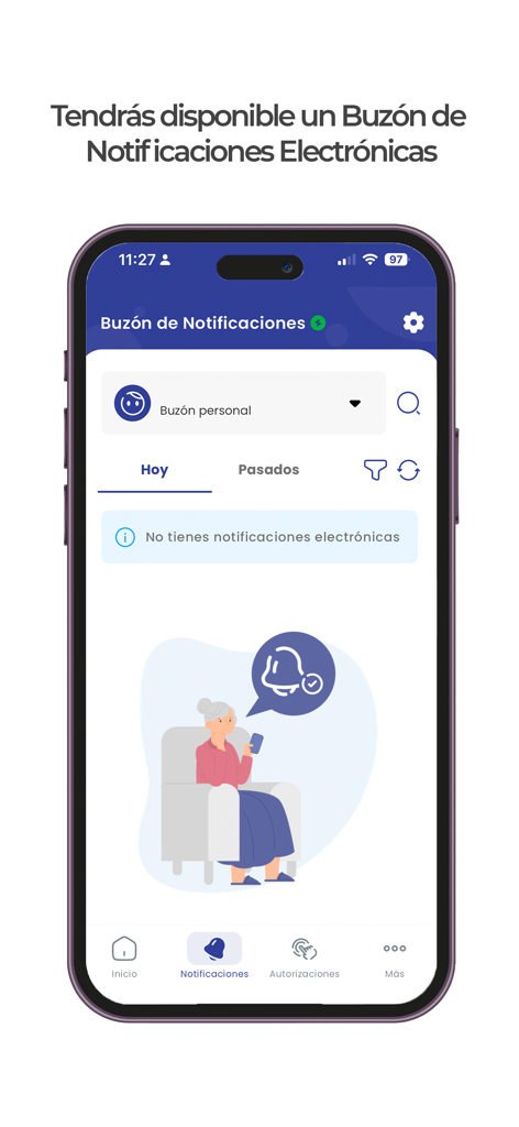 Electronic notification mailbox screen of the Ciudadania Digital Bolivia mobile app