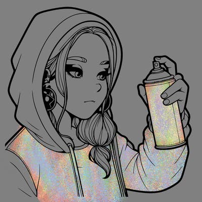 a realistic girl, spray painting