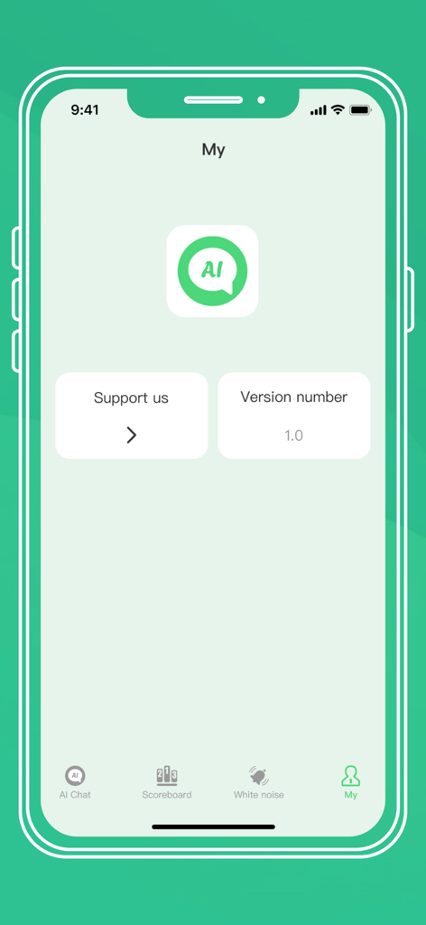 Interface of the Doppelganger Assistant app settings page showing version number and support options