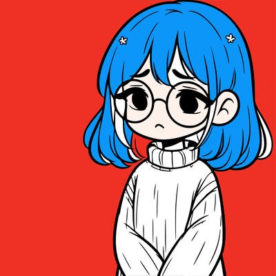sad girl with glasses in a sweater