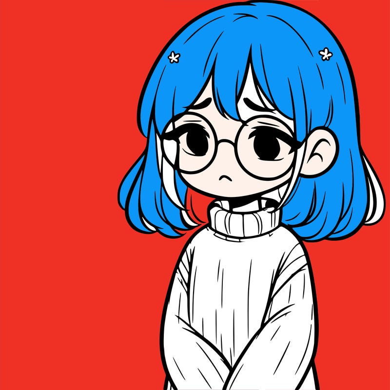 sad girl with glasses in a sweater