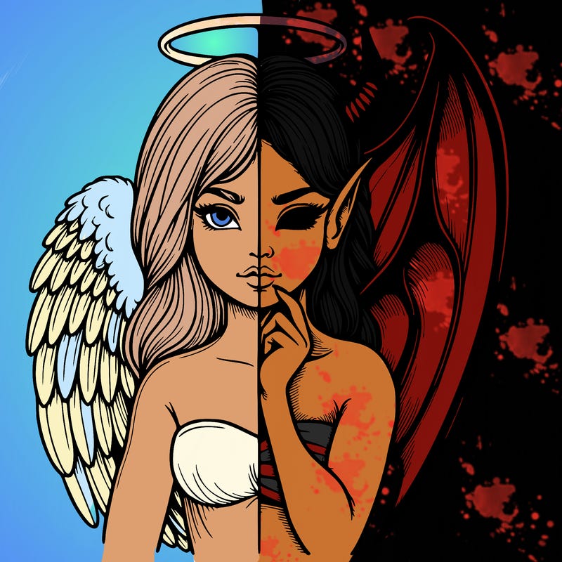 realistic angel half demon