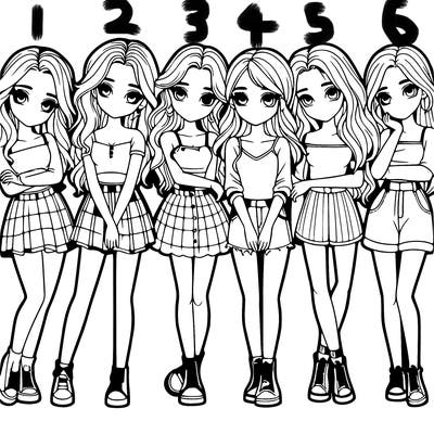 a group of girls realistic