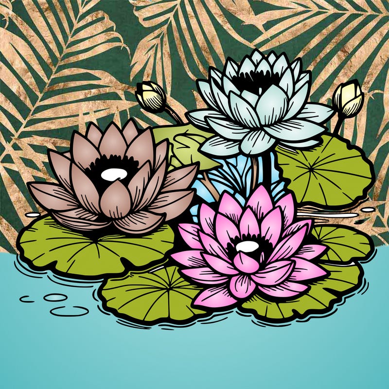 lotus flowers with leaf in a pond in japan