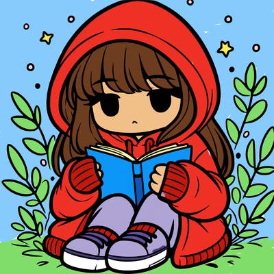 girl in oversized hoodie reading a book