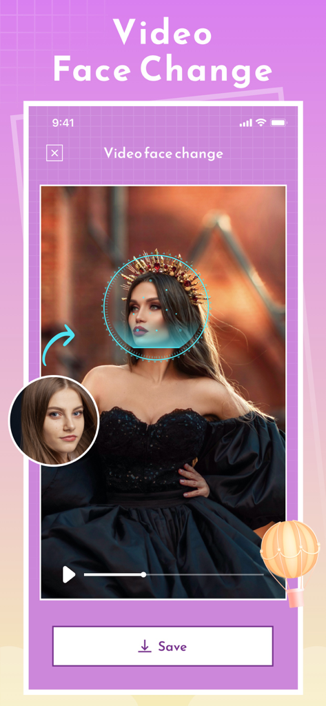 Interfaz de la aplicación Magic Life que demuestra la función de cambio de rostro en video