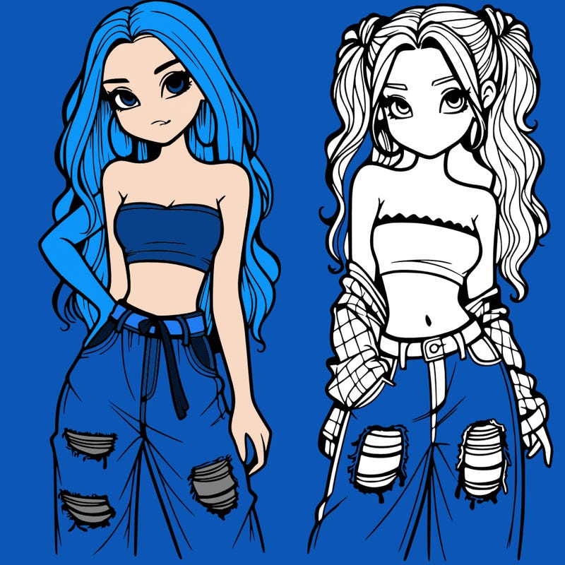 2 girls in crop tops and baggy jeans ripped