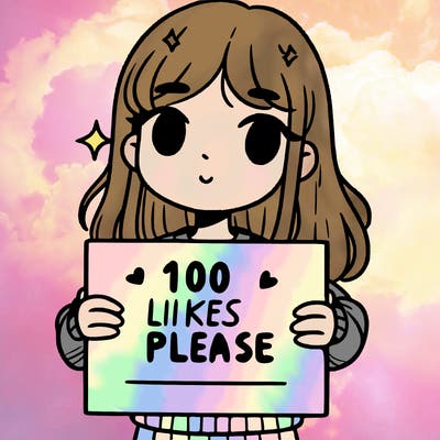 a girl holding up a sign saying 100 likes please