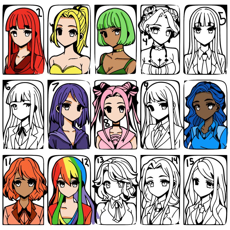 girls that look diffrent anime