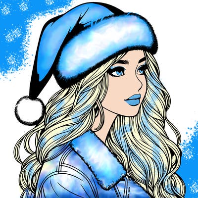 realistic girl in santa hat