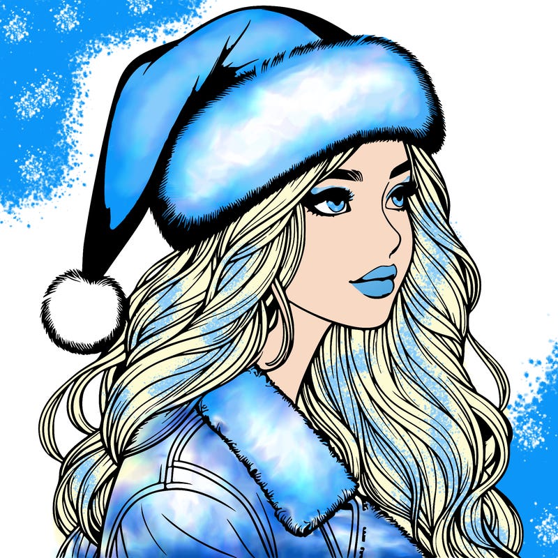 realistic girl in santa hat