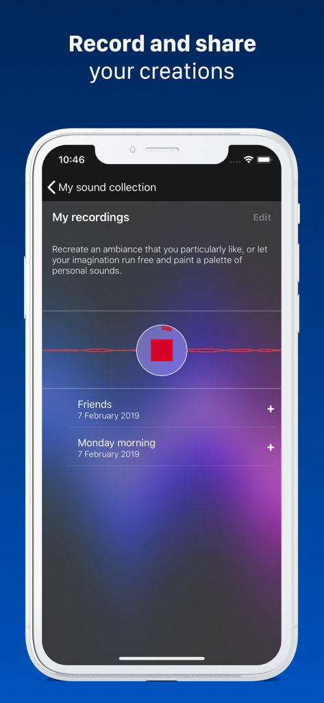 TaoMix 2: Sleep Sounds & Focus - TaoMix 2 app interface for recording and saving personalized ambient soundscapes.