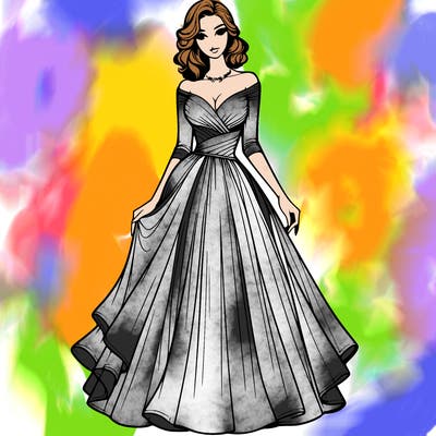 realistic woman in a beautiful dress