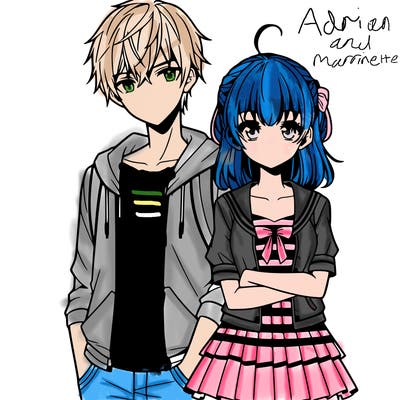 anime teen girl and boy