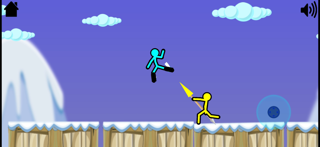 Supreme Duelist 2019 - Two stickman characters dueling in a snowy landscape in Supreme Duelist 2019