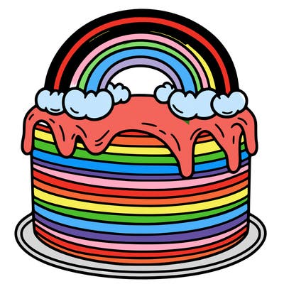 rainbow surprise – a layered rainbow cake with frosting