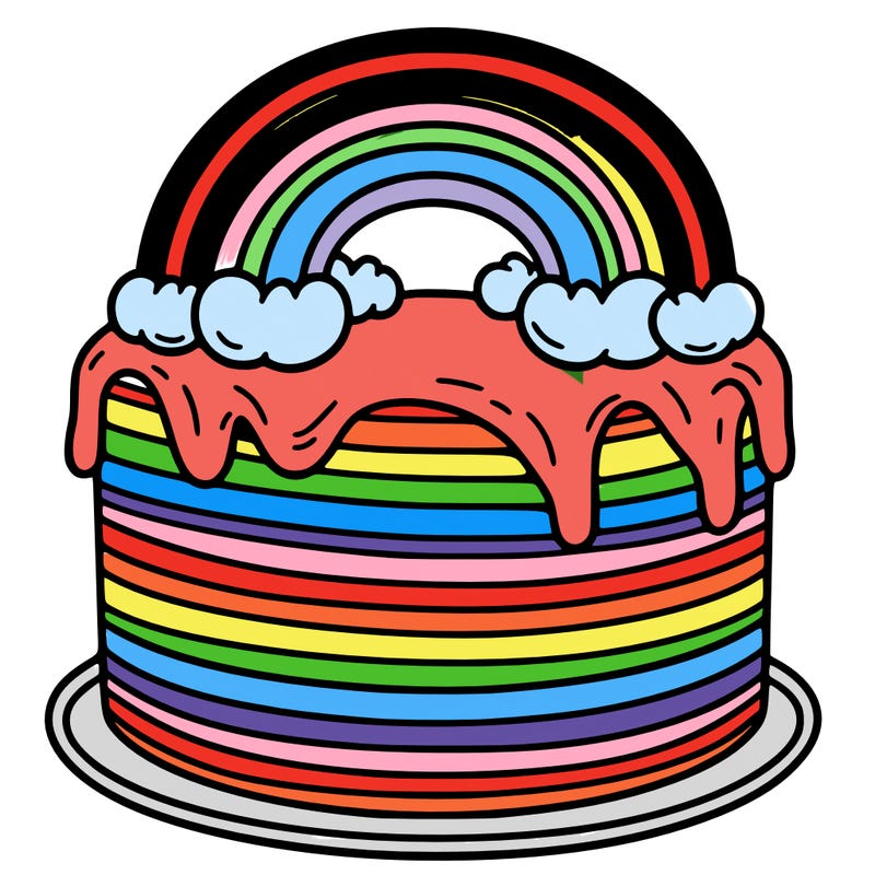 rainbow surprise – a layered rainbow cake with frosting