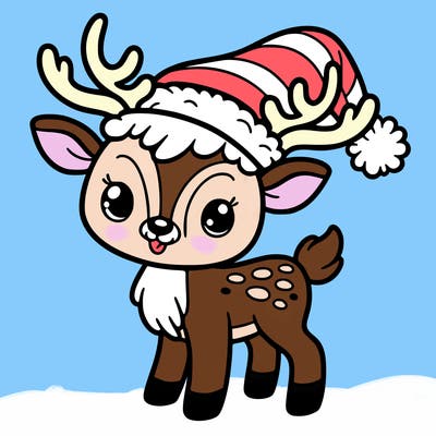 christmas reindeer with santa hat