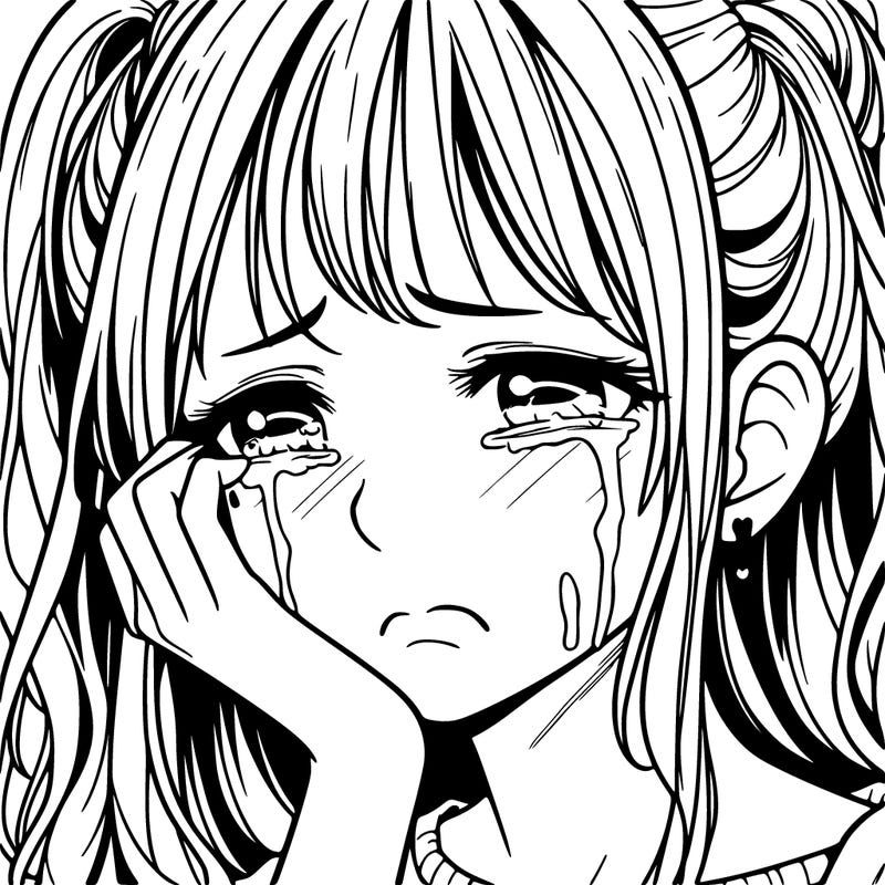 a realistic girl crying softy