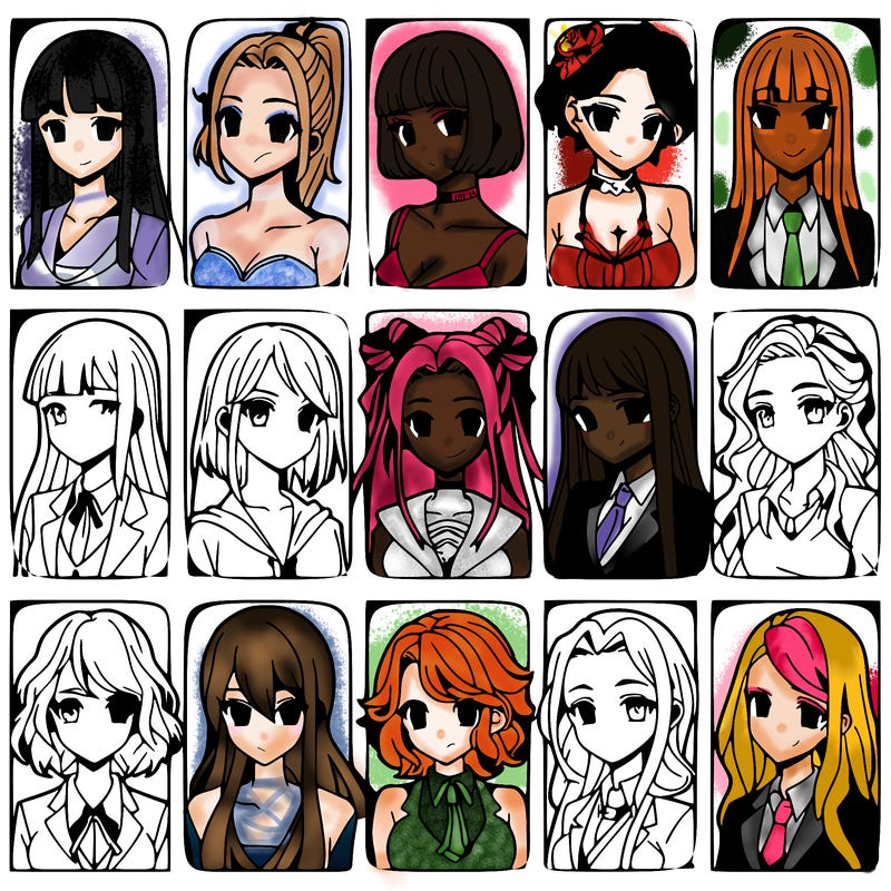 girls that look diffrent anime