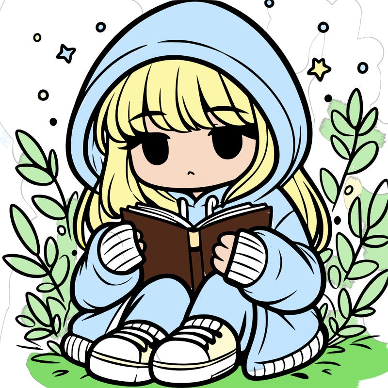 girl in oversized hoodie reading a book