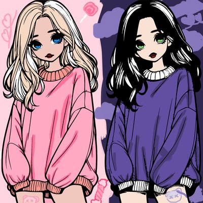 realistic girl with baggy sweater