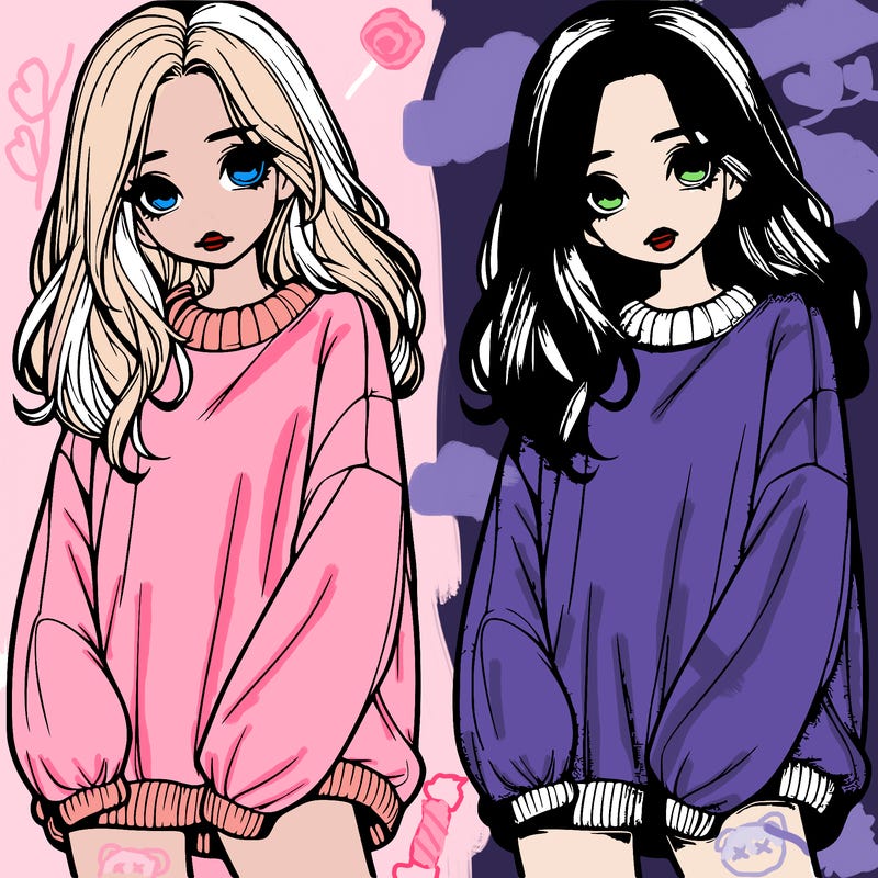 realistic girl with baggy sweater