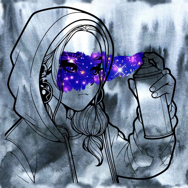 a realistic girl, spray painting