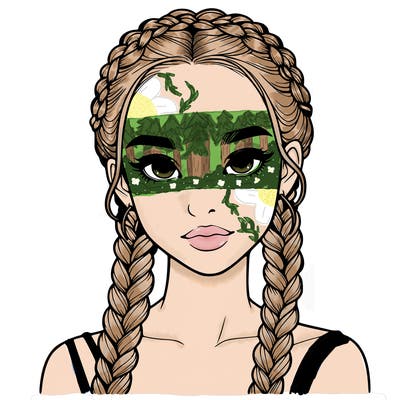 realistic girl with braids