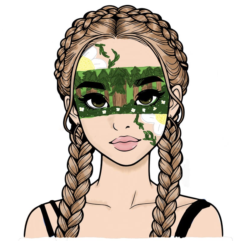 realistic girl with braids