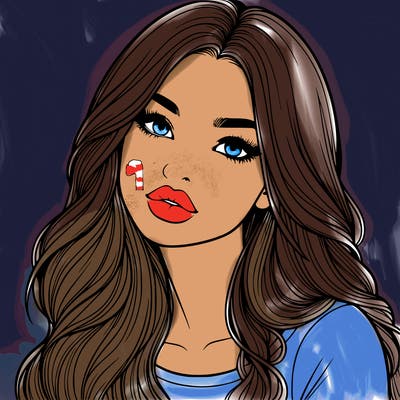 realistic girl with hair on her hair and lips