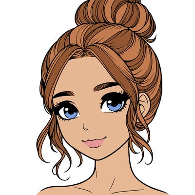 realistic pretty girl with hair in bun