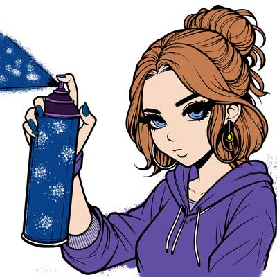 a realistic girl spray painting