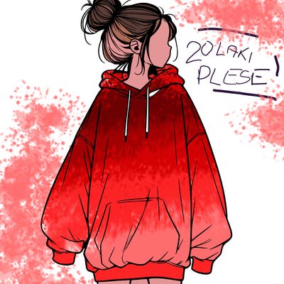 realistic girl with a oversized sweatshirt on and a bun