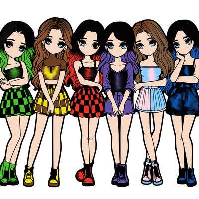 a group of girls realistic