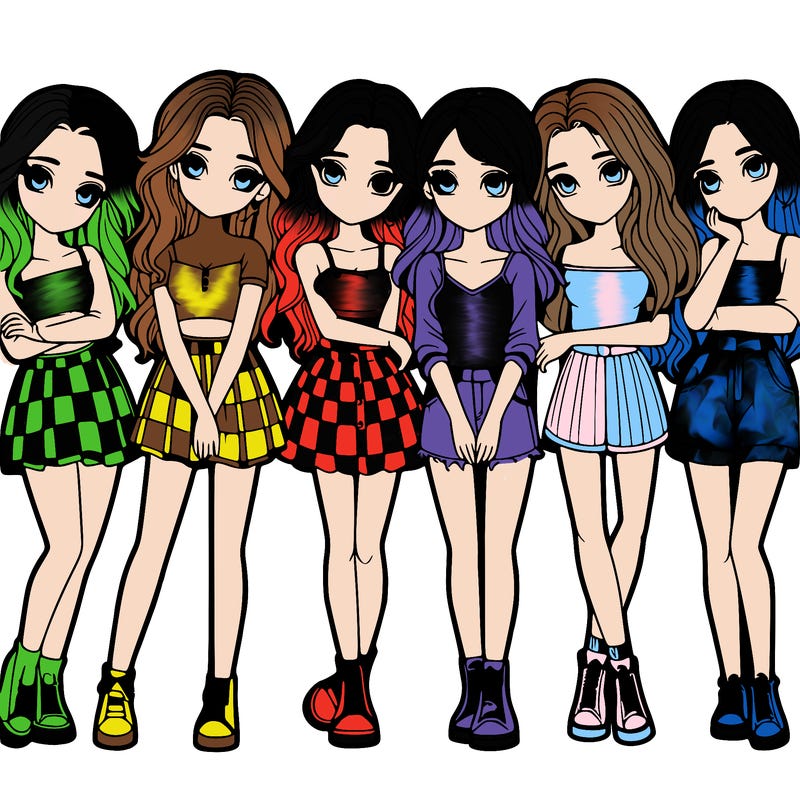 a group of girls realistic