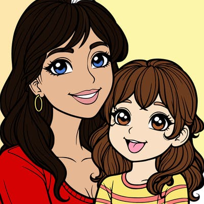 mom and her daughter realistic