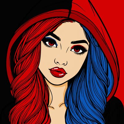 realistic beautiful girl with a hood on