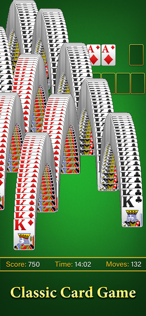 Spider Solitaire Card Games · - Classic Spider Solitaire card game winning animation with cards cascading on a green background