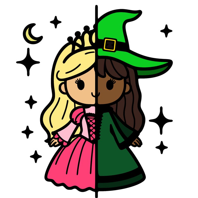split princess and witch
